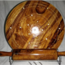 Wooden Roti Maker With Brass Work, Handmade Bread Roller