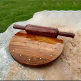 Wooden Roti Maker With Brass Work, Handmade Bread Roller