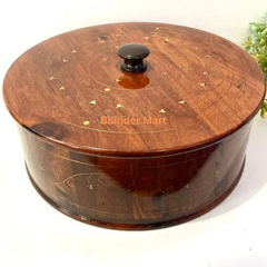 Wooden hotpot with Brass work (Without Steel Bowl