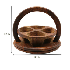 Wooden Dry Fruit Baskest With Brass Work