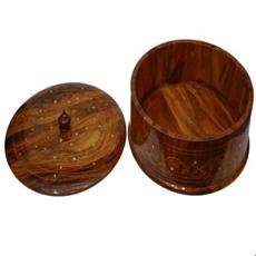 Wooden hotpot with Brass work (Without Steel Bowl